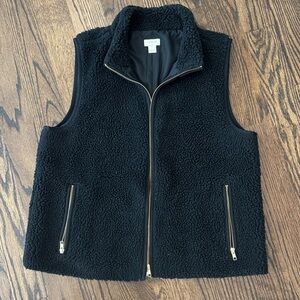 J. Crew Black Fleece Vest with Zipper Details